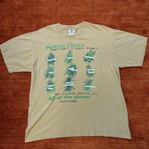 Vintage Amsterdam Funny Weed T-Shirt Size Large - Picture 1 of 7
